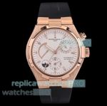 Swiss Replica Vacheron Constantin Overseas Rose Gold White Dial Rubber Strap Watch 